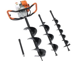 Grondboor Machine - Paalboor Bronboor - Gaten Maken - 2-Takt Motor - 52cc - Oranje
