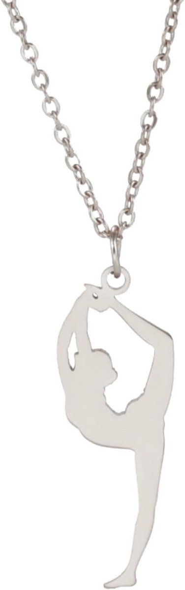 Elegante Gymnastiek Ketting voor Meisjes - Roestvrijstalen Sieraad voor Cheerleaders, Perfect als Aandenken of Cadeau, 18.5 x 14 x 1 cm