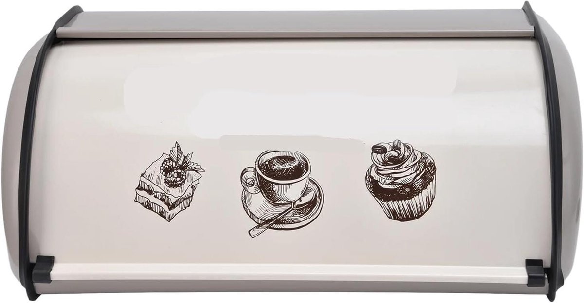 Broodtrommel - Brooddoos Opslag - Brood Vers Houden - Roll Top Deur - 34.5cm Breed - Grijs
