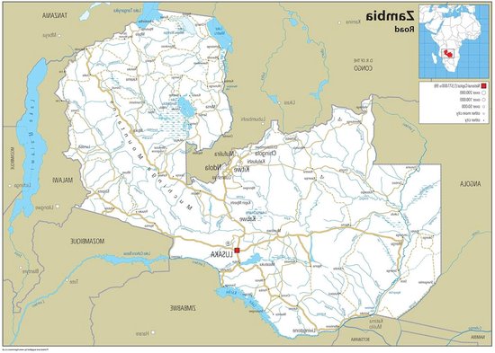 Wegenkaart Zambia - Landkaart Zambia - Navigatie Huis - Gede ... - cover