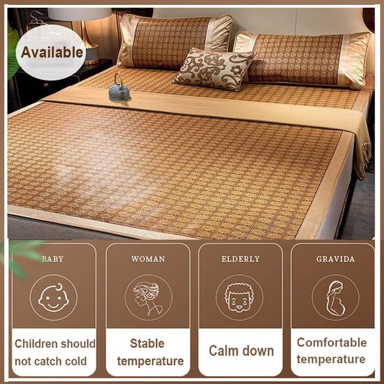 Bamboe Koelmat - Zomer Matras Topper - Koel Slapen - Natuurlijk Ademend - 200 cm - Meerkleurig — afbeelding 2