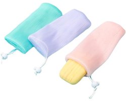 Extra dik zeepnetje voor het opschuimen van gezichtszeep, hangende zeepzak voor handgemaakte zeep, douchegel, badkameraccessoires (3 stuks)