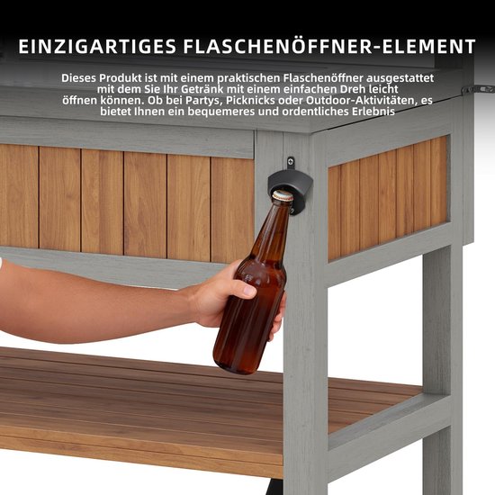 Tuinkast Hout - Buitenkast Grillstation - Outdoor Keuken - Waterbekken Met Kraan - 80 x 51 x 119 cm - Natuurhoutkleur — afbeelding 3
