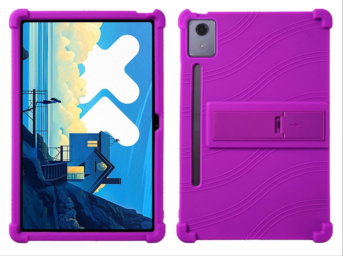 Dailygoody - Hoes voor Lenovo Tab P12 12.7 2023 - Zachte TPU siliconen - Airbag Valbescherming - Paars - Beschermhoes voor tablet - Geschikt voor