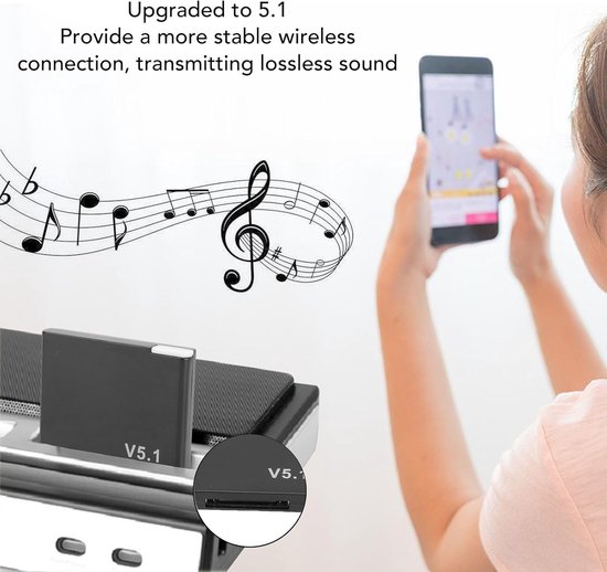 Bluetooth Ontvanger Adapter - Muziek Streamer - Draadloos Muziek Luisteren - Bluetooth 5.1 Technologie - 30-Pin Connector - Zwart — afbeelding 5