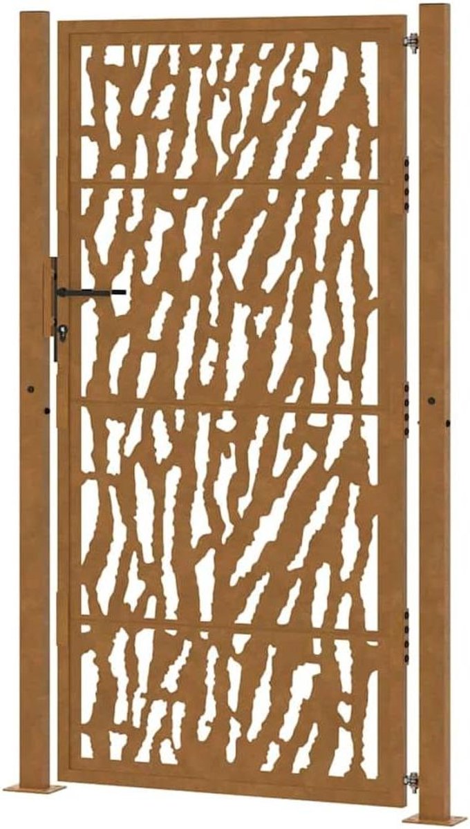 Tuinpoort - Hekwerk poort - Toegang afsluiten - Lasergesneden design - 100x175 cm - Roesti