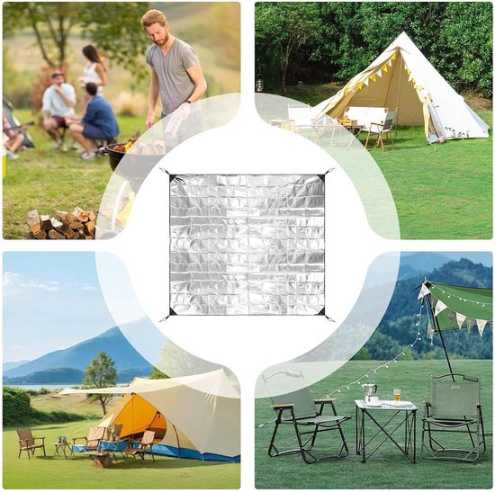 Campingmat Aluminiumfolie - Isolerende Schuimmat - Buiten Kamperen - Waterdicht en Warmte-isolerend - 180 x 200 cm - Zilver — afbeelding 4