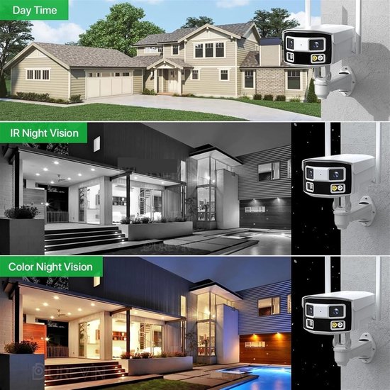 Beveiligingscamera Buiten - IP-camera Wifi - Huisbewaking - 180 Graden Panorama - 8MP 4K - Wit — afbeelding 4