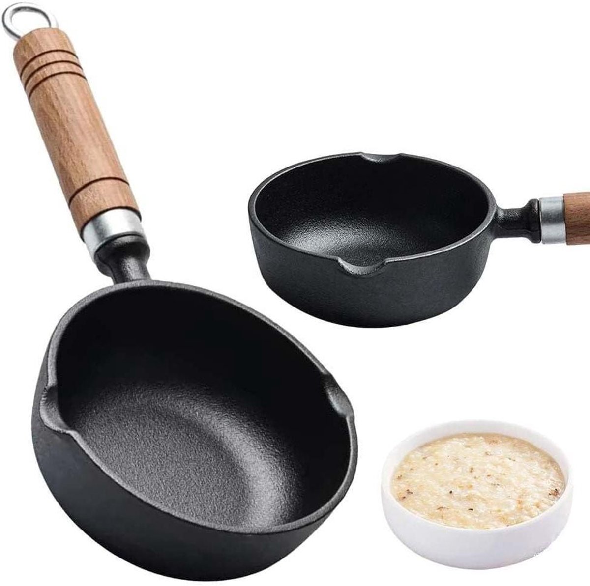Gietijzeren koekenpan - Kleine pan - Eieren bakken - Platte bodem - 11x4 cm - Zwart