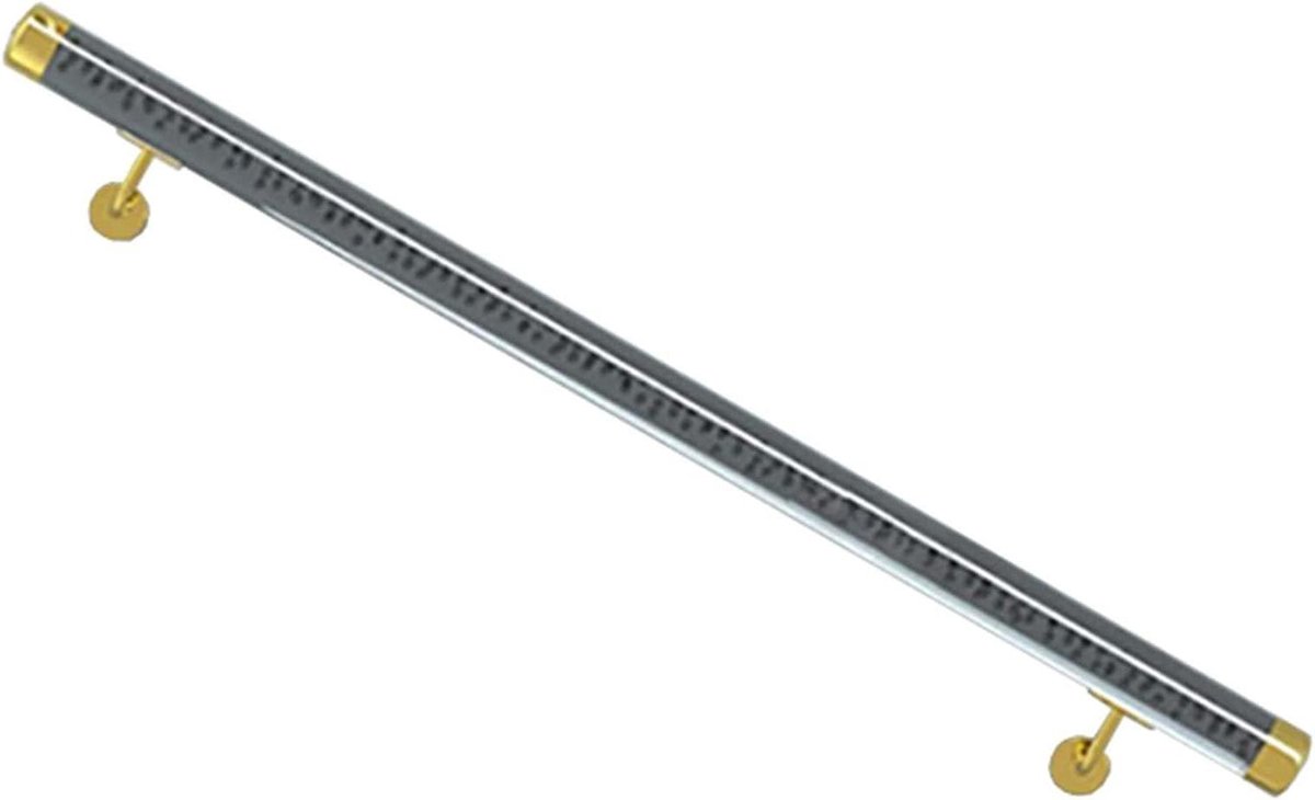 Trapleuning Kit - Wandsteun Leuning - Veilig Traplopen - Acryl Met Gouden - 200cm Lengte - Zwart