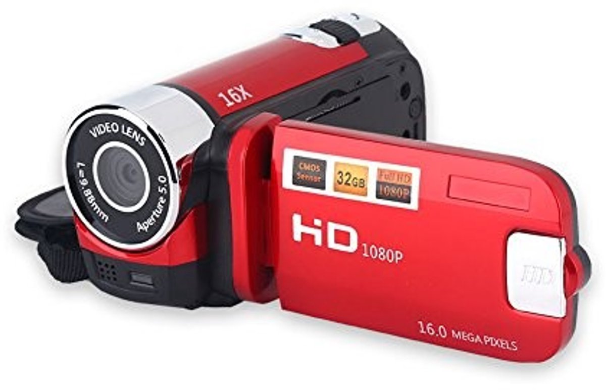 Dailygoody - Digitale camcorder - 1080P - Draagbare video DV-camera - Rood - 270 graden rotatie - Geschikt voor thuisgebruik en reizen
