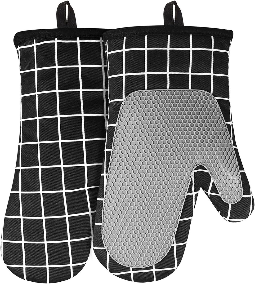 Hittebestendige Ovenhandschoenen van Silicoon met Katoenen Voering en Antislipoppervlak voor Koken, Bakken en Barbecueën