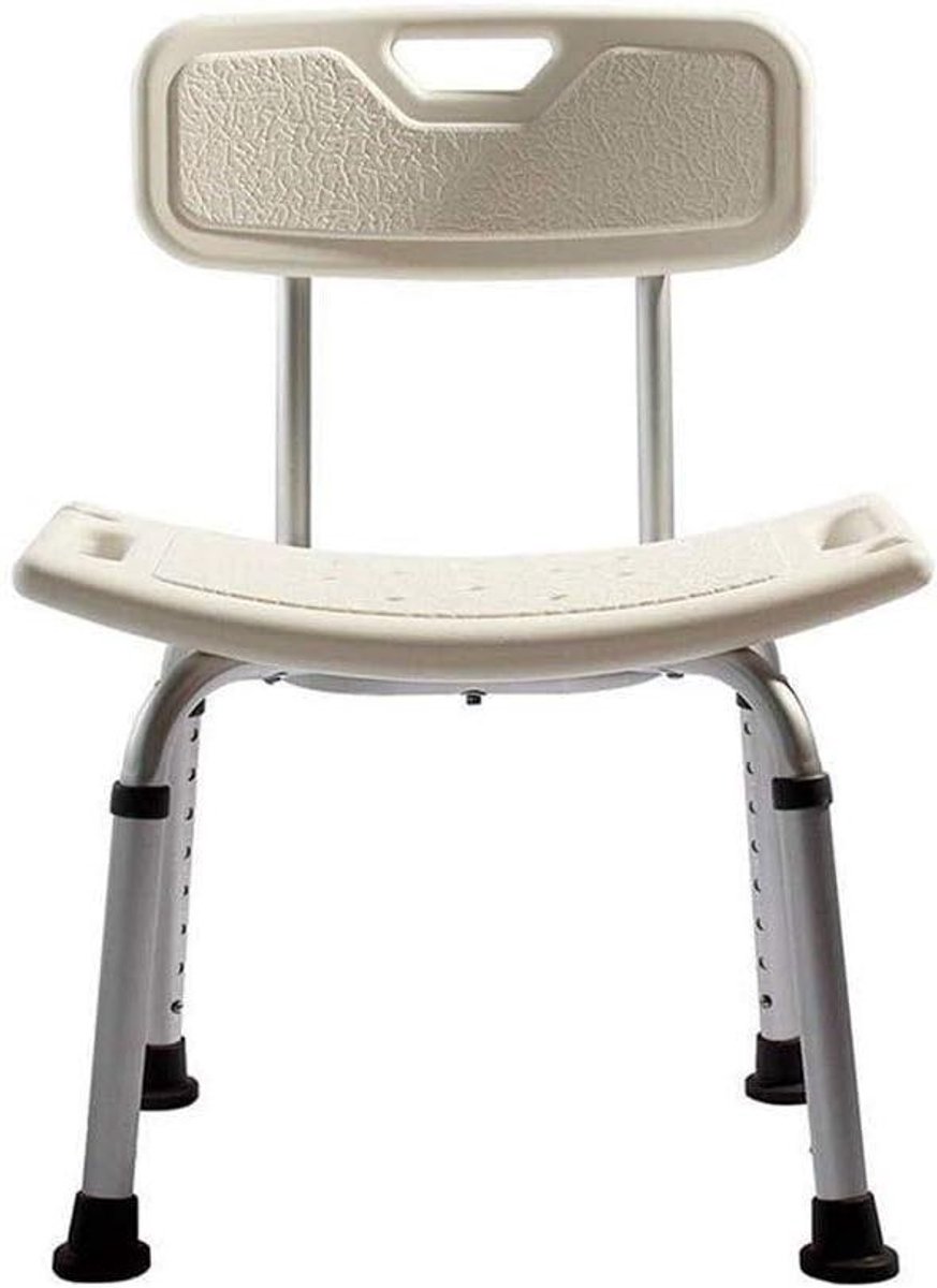 Douchestoel met Rugleuning - Badkruk Antislip - Veilig Douchen - Aluminium Legering Frame - 48x42x78cm - Wit