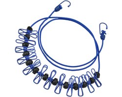 Reiswaslijn - Waslijn clips - Kleding drogen - Winddicht ontwerp - 1.7 meter - Blauw
