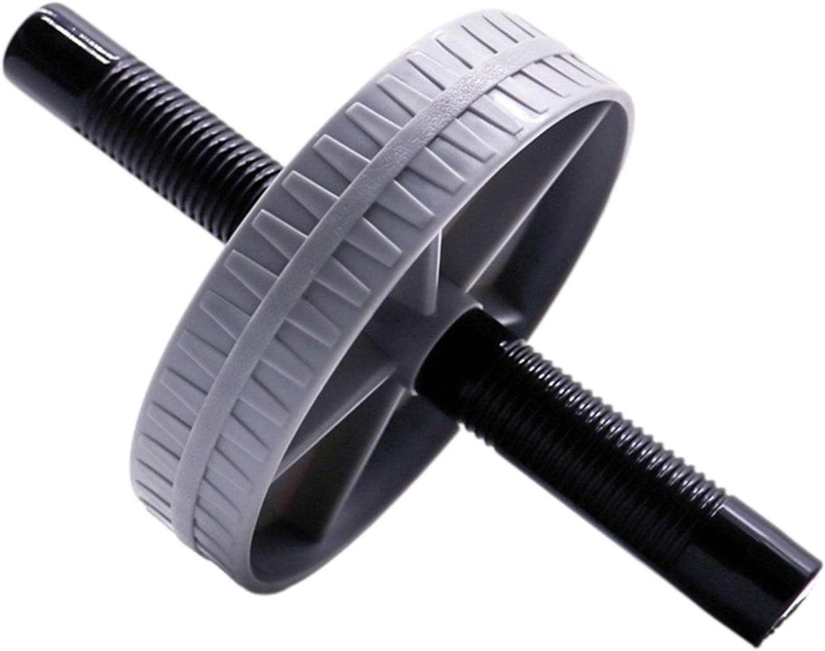 Abdominaal Rolwiel - Buikspierwiel Core Trainer - Buikspieren Trainen - Antislip Schuimrubberen Handgrepen - 23.5 x 15 cm - Grijs