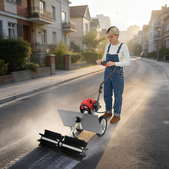 Benzine Veegmachine - Motorbezem Sneeuwschuiver - Terrassen Reinigen - Grote Veegbreedte - 60 cm - Zwart — afbeelding 2