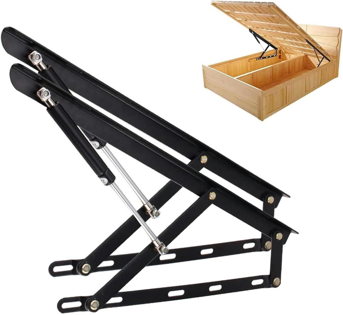 Bedlift Mechanisme - Opbergbed Kit - Ruimte Maximaliseren - Dubbele Gasveren - 110 cm - Zwart