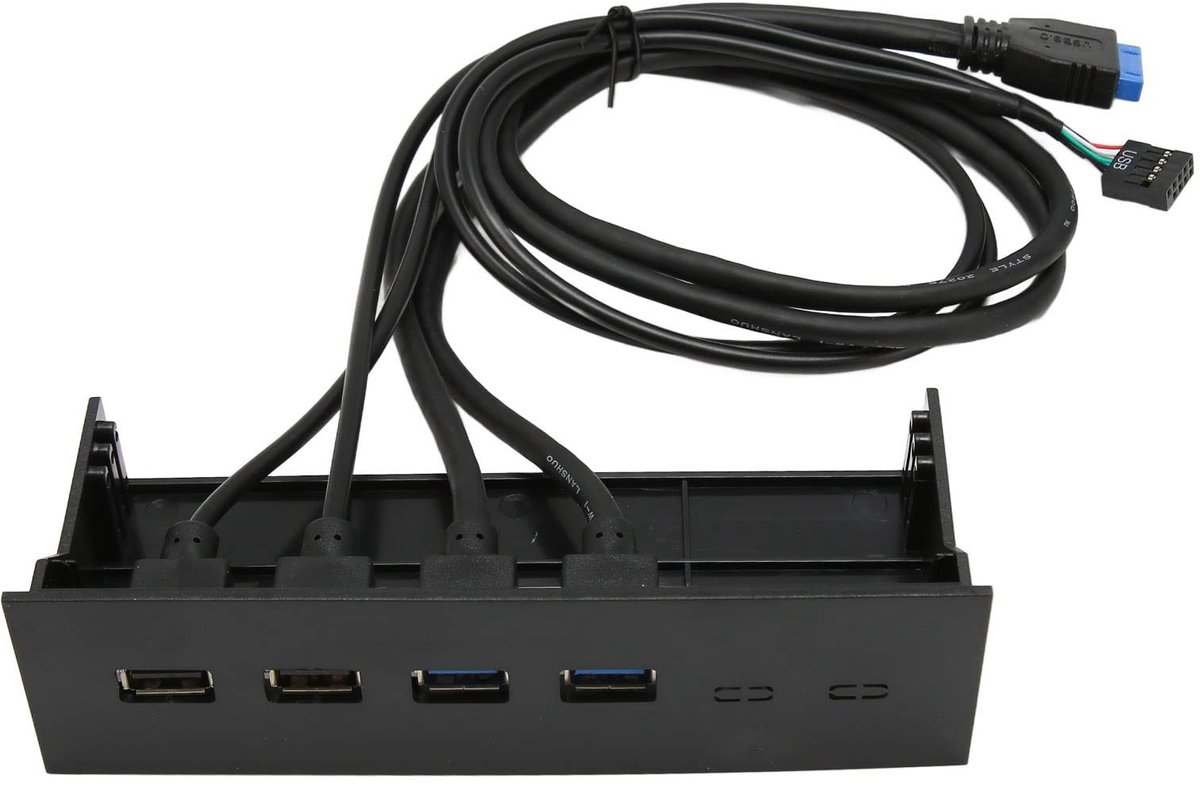 Dailygoody - OmGoods - Dailygoody - 5 Gbps 4-poorts Hub - USB 3.0 Hub op Het Voorpaneel - Compact formaat - Aansluiting voor frontpaneel - Geschikt voor PC - 5,25 Inch