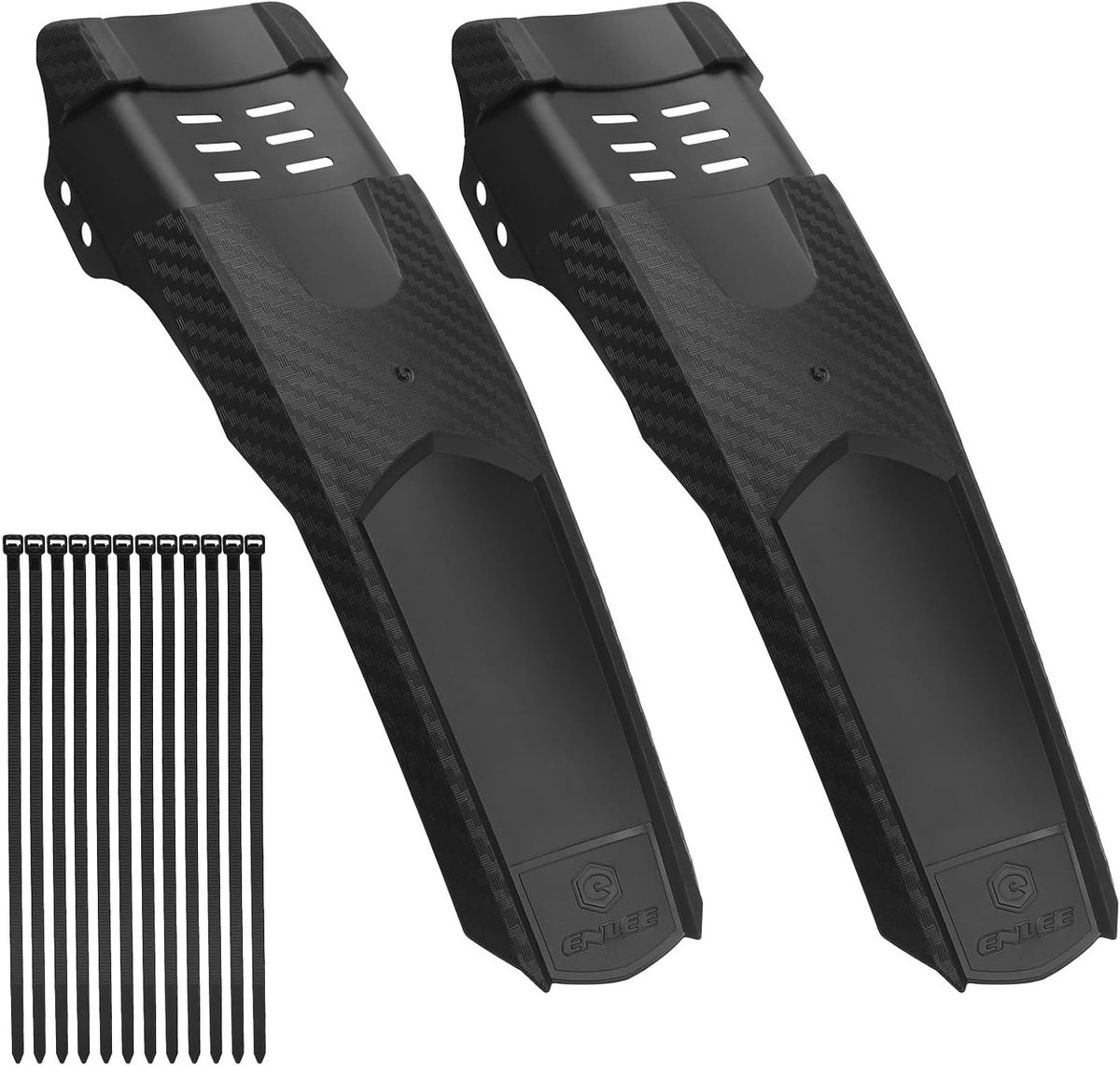 Fietsmudguard set van 2 stuks – Voor mountainbike en racefiets 20–29 inch, spatscherm met carbon textuur, eenvoudig te monteren kunststof bescherming