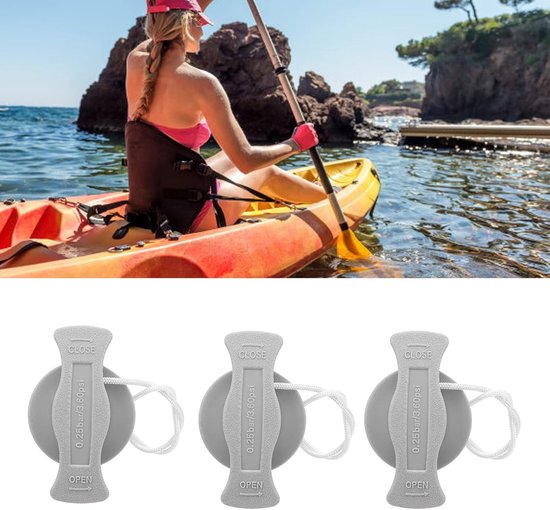 Luchtplug Ventiel - Vervangende Plug - Watersport Uitrusting - Lekvrij Ontwerp - 3 stuks - Grijs — afbeelding 2