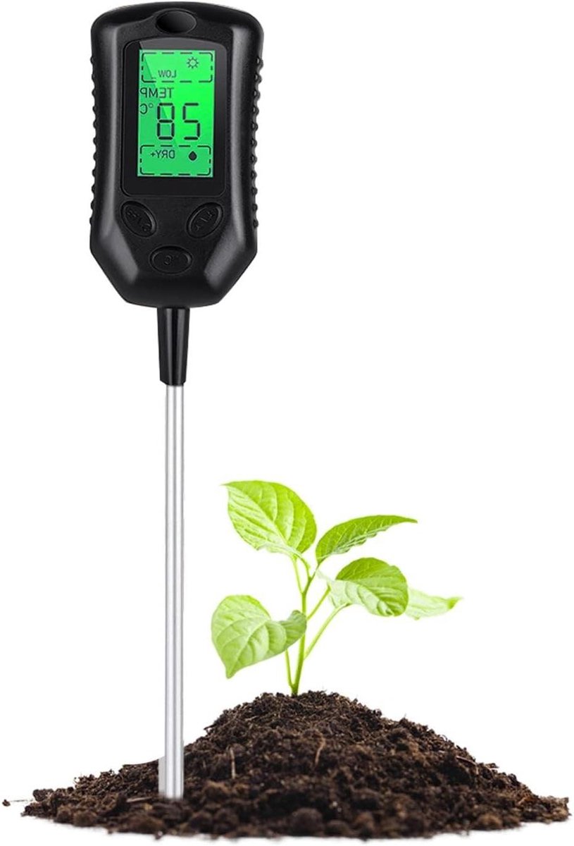 Bodem Vochtmeter - Bodemtester PH-temperatuur - Planten Verzorgen - 4-in-1 Multifunctioneel - 3099 x 65 x 5 cm - Zwart