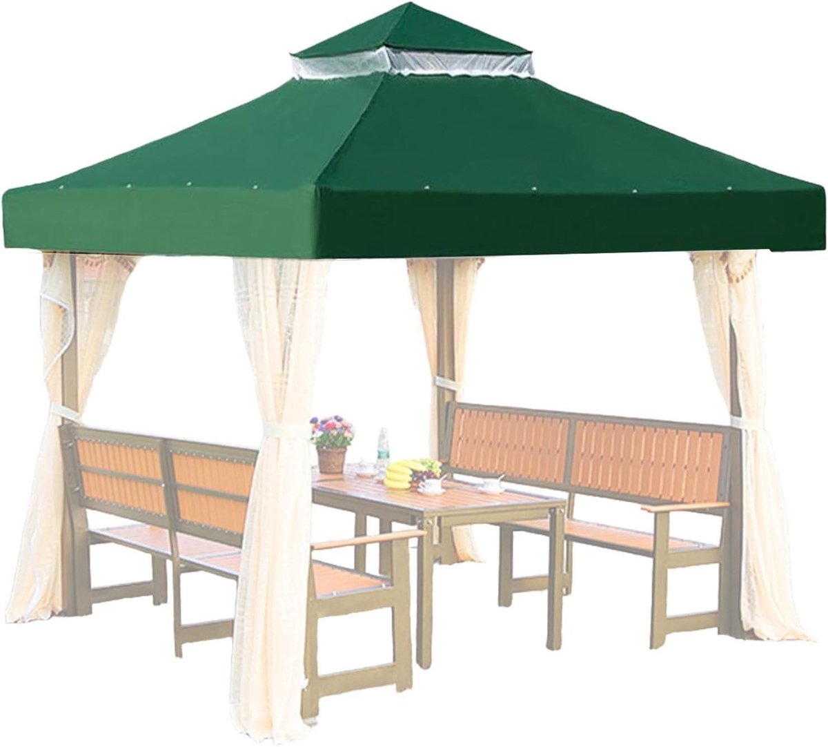 Paviljoen Afdekking - Pergola Dak - Buiten Ontspannen - Waterdicht Dubbellaags - 3 x 3 Meter - Groen