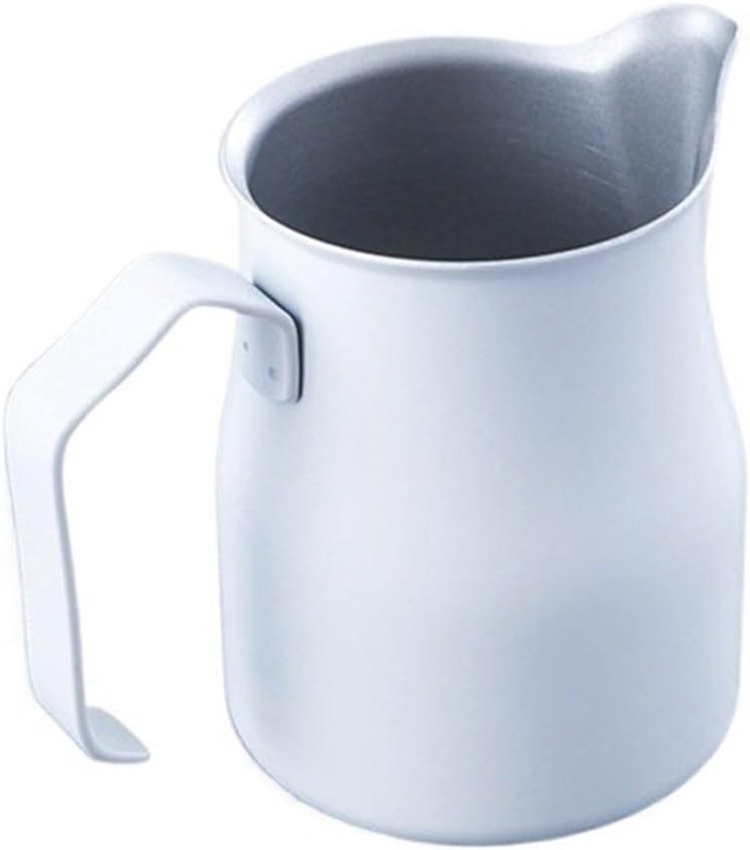 Melkopschuimer Kan - RVS Melkbeker - Koffie Maken - Nauwkeurige Schenktuit - 700 ml - Wit