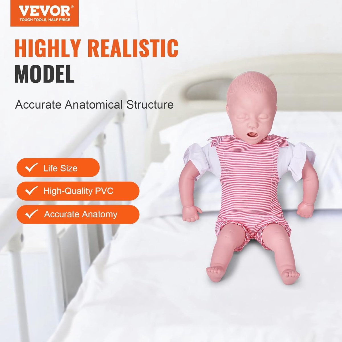 Baby Reanimatiepop - Oefenpop Baby - EHBO Training - Realistisch Model - 56 cm - Huidkleurig — cadeau in Cadeau-ideeën - foto 3
