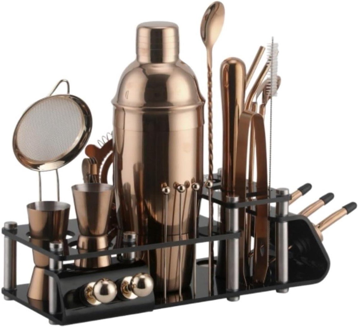 Cocktail Set - Mixer Set - Drankjes Maken - Roestvrij Staal - 24 Delig - Zilverkleurig