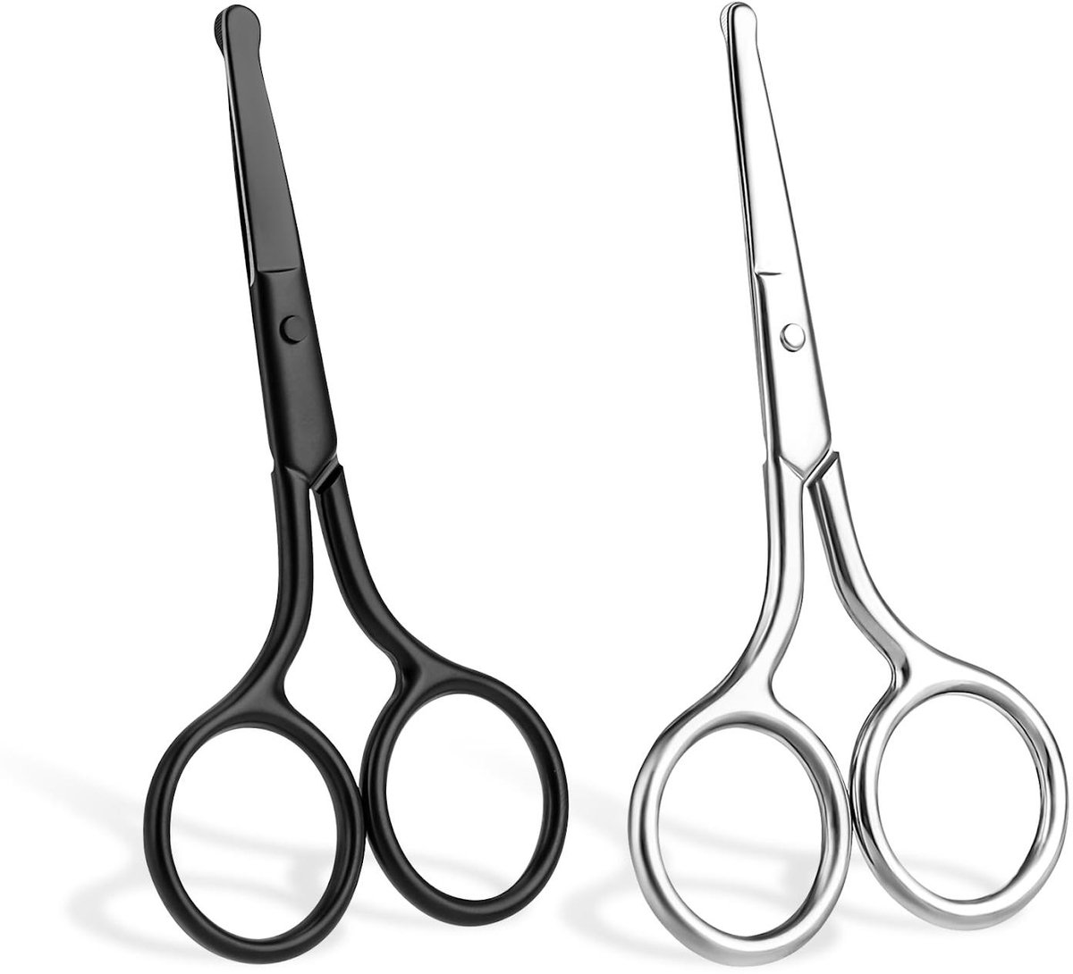 carmdering - Neusschaar - Oorschaar - Knipschaar - Set van 2, roestvrij staal, 9×4,9 cm, ronde punt - Veilig voor neus, oren, wenkbrauwen en baard - Ook voor naaiwerk en borduren - Draagbaar, makkelijk schoon te maken