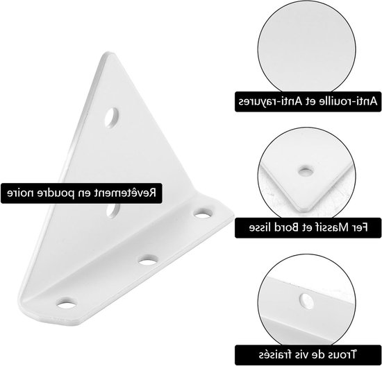 Set van 4 Witte Driehoekige Planksteunen van Metaal, 8 cm, Zwevende Wandplank Steunen voor Open Planken en Creatief Gebruik — afbeelding 2