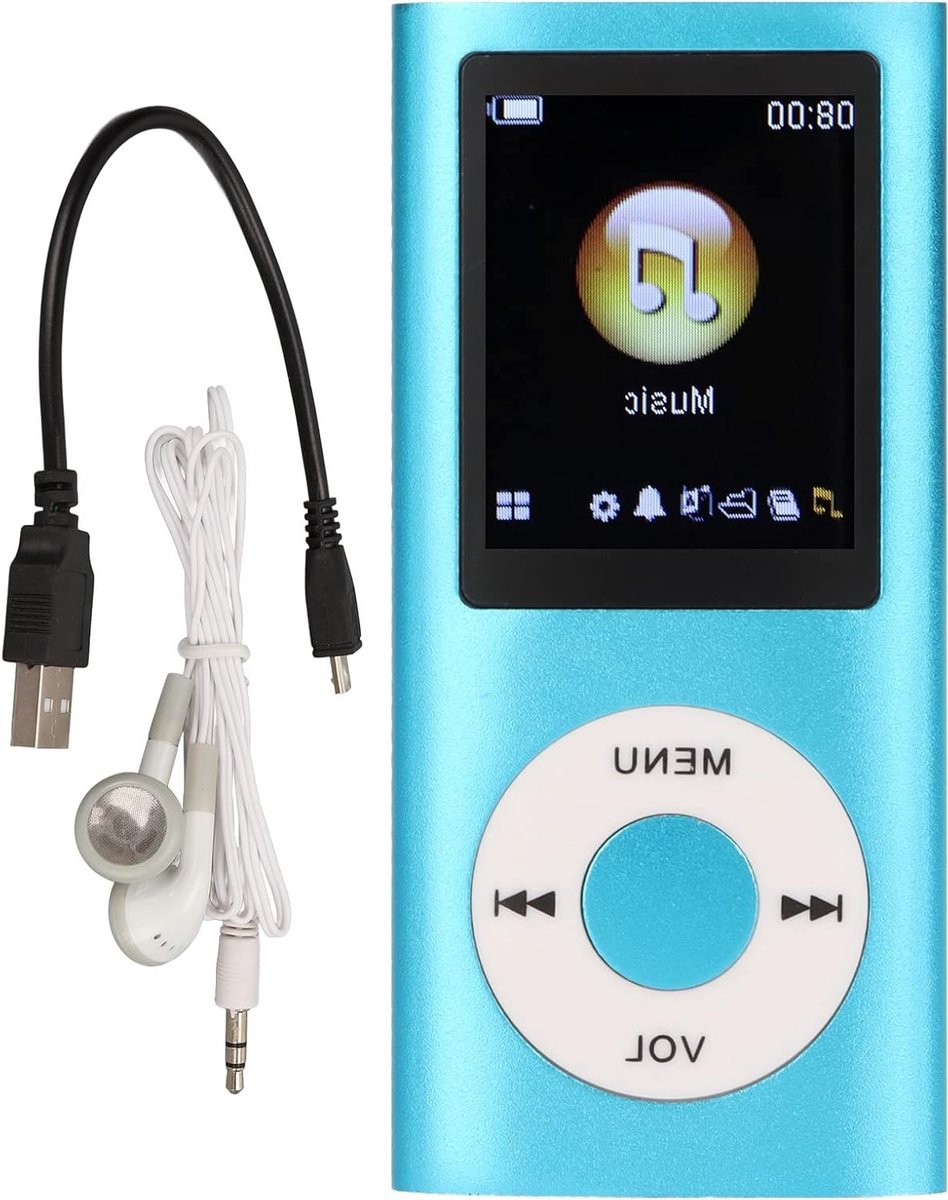 Stijlvolle en multifunctionele MP3-speler met hoofdtelefoon, 1.8 inch LCD-scherm, draagbaar en ondersteunt 64G geheugenkaart voor muziekplezier