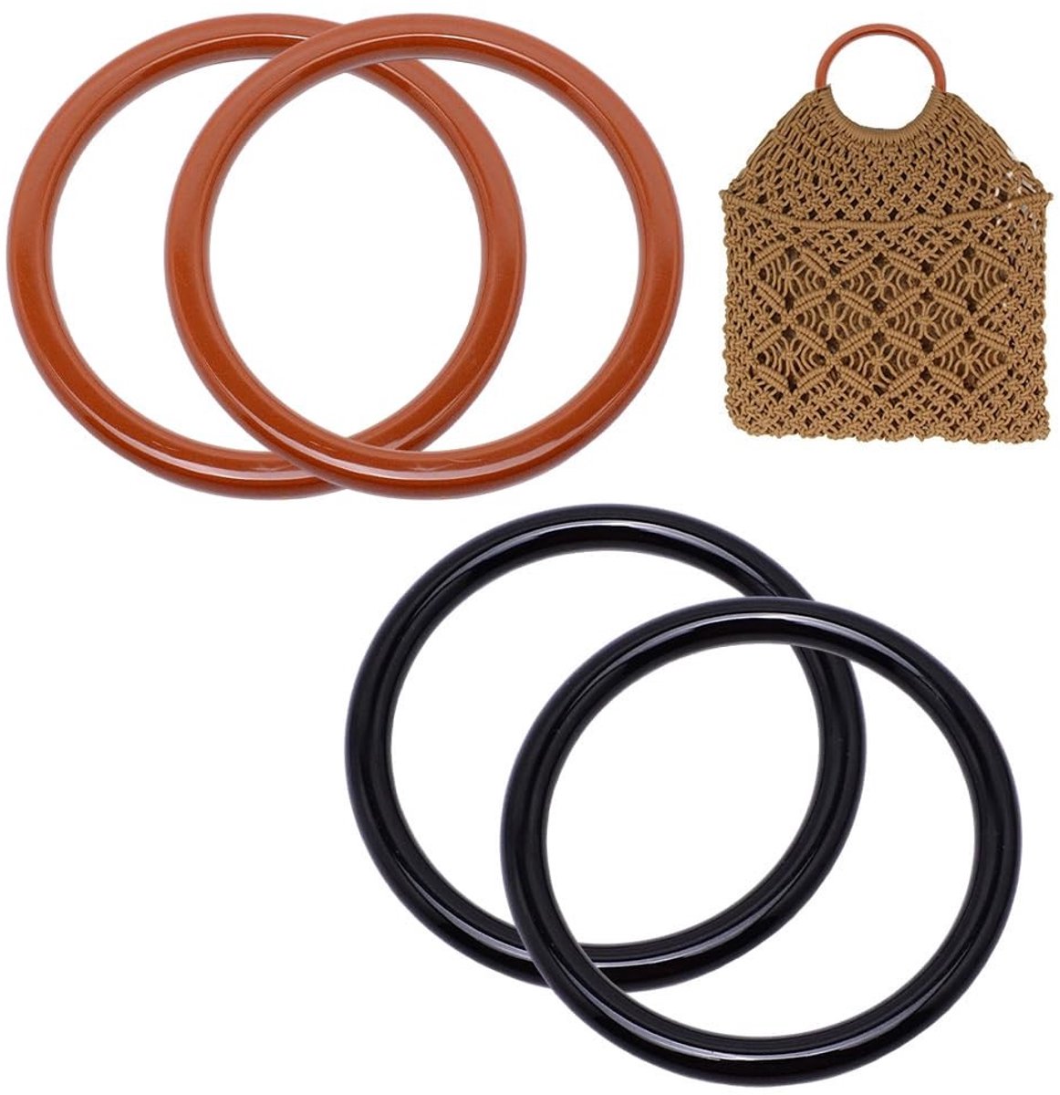 aladdien - Ronde Portemonnee Handvat - Handgemaakte Tasgrepen - Plastic - Decoratief - Vervanging voor Handtassen - 2 Kleuren