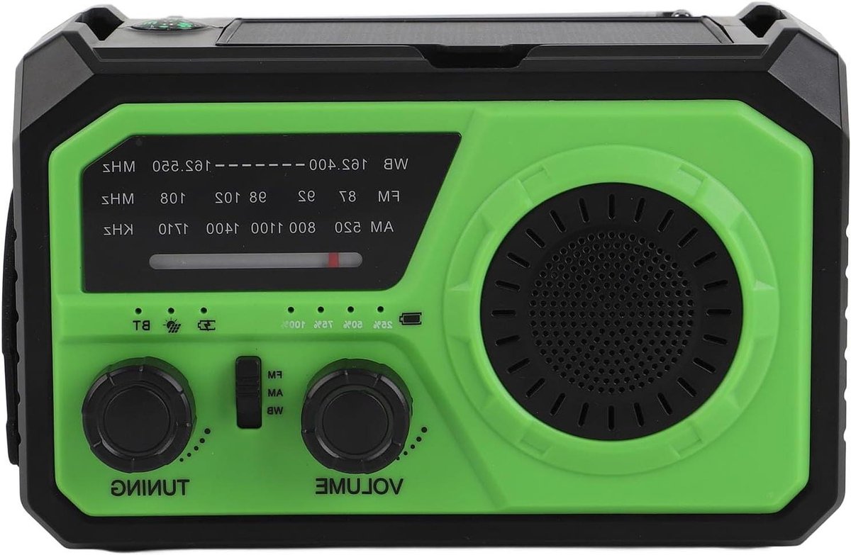 Noodradio - Oplaadbare Radio - Veilig Buiten - 16000mAh Batterij - 19x13x11 cm - Zwart