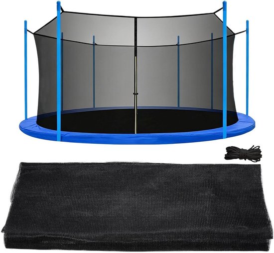 Veiligheidsnet Trampoline - Omheining Net - Buiten Spelen - Verstelbare Banden - 12 Voet - Zwart