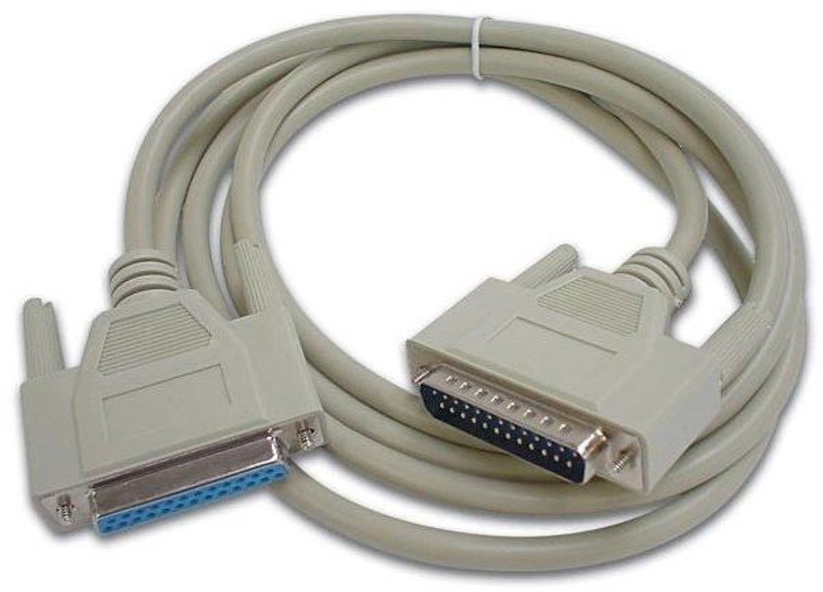 Seriële Kabel - Verbindingskabel - Apparaten Koppelen - 25-Pins D-Sub - 2 Meter - Grijs