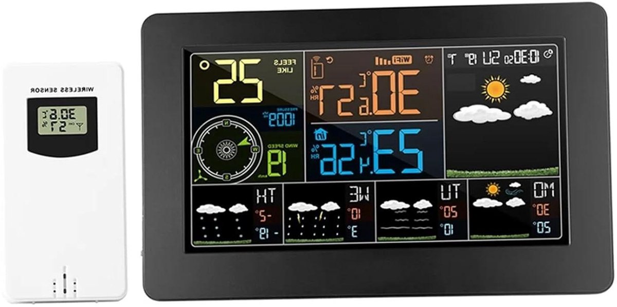 Slim Weerstation - Binnen Buiten - Weer Monitoren - WiFi App Bediening - 3x2x1 cm - One Color