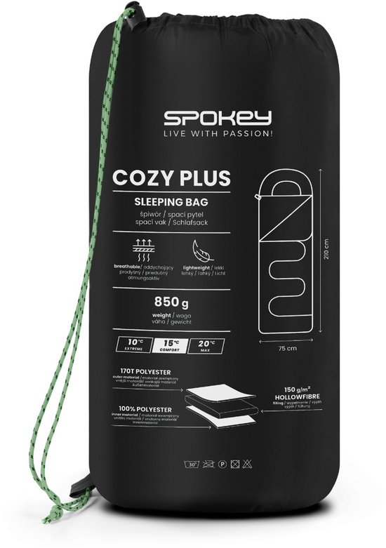 Spokey Cozy Slaapzak - Zwart - 210 x 75 cm van Spokey — afbeelding 4