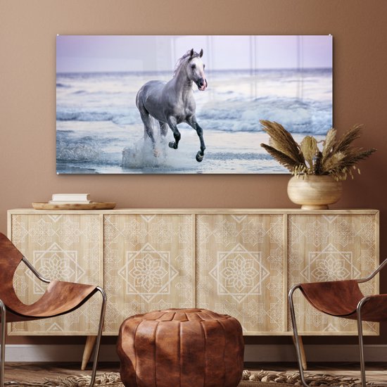 Peinture sur Verre - Cheval - Mer - Pastel - 120x60 cm - Peintures sur Verre Peintures - Photo sur Glas