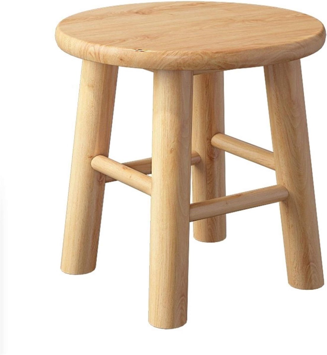 Houten Kruk - Ottomaanse kruk - Extra zitplaats - Massief rubberhout - 50cm - Natuurlijk