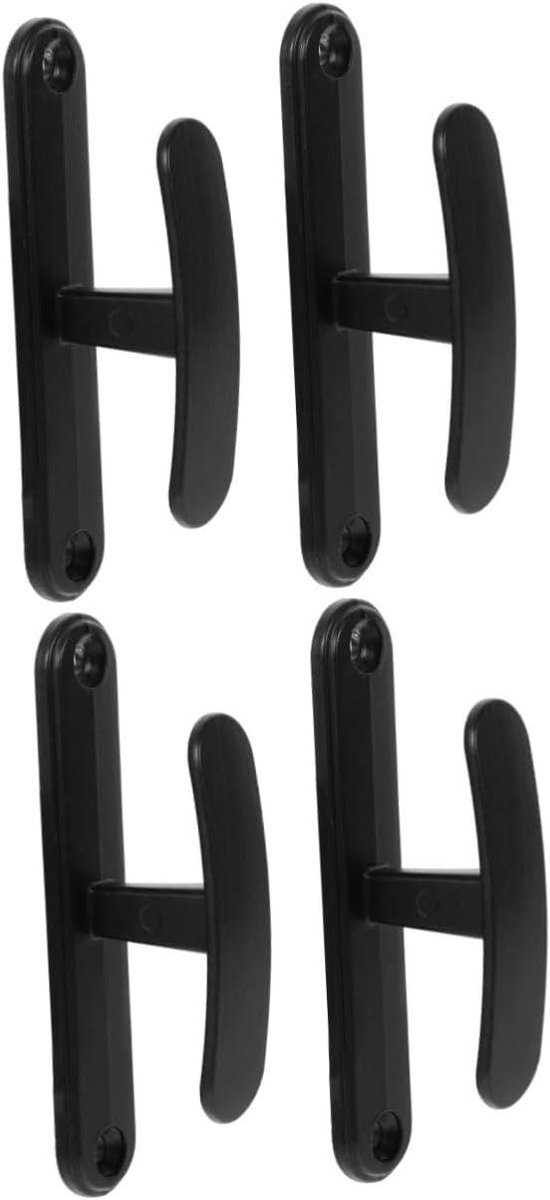 Gordijn Haken - Muurhanger Deurklink - Gordijnen Ophangen - Aluminium Legering - 4 Stuks - Zwart