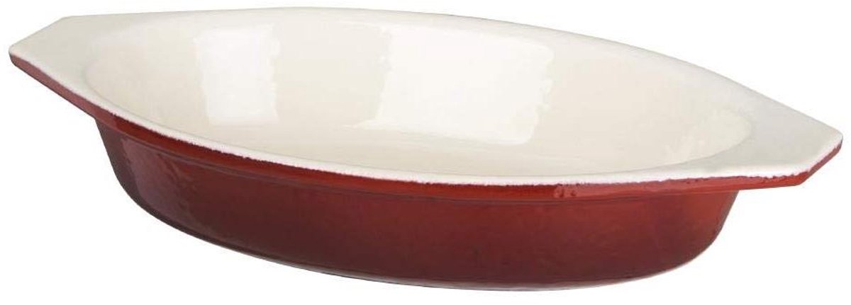 Ovale Gratin Schotel - Gietijzeren Ovenschaal - Koken en Serveren - Superieure Warmte - 650ml - Rood