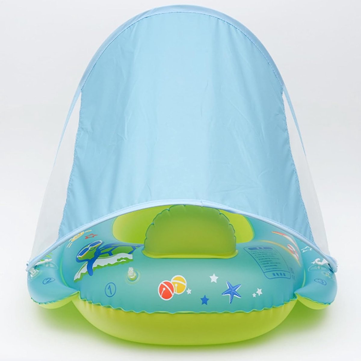 Zwemring met Zitting - Baby zwemband - Waterpret kind - Met zonnedak - 70 x 70 cm - Cartoon – foto 3