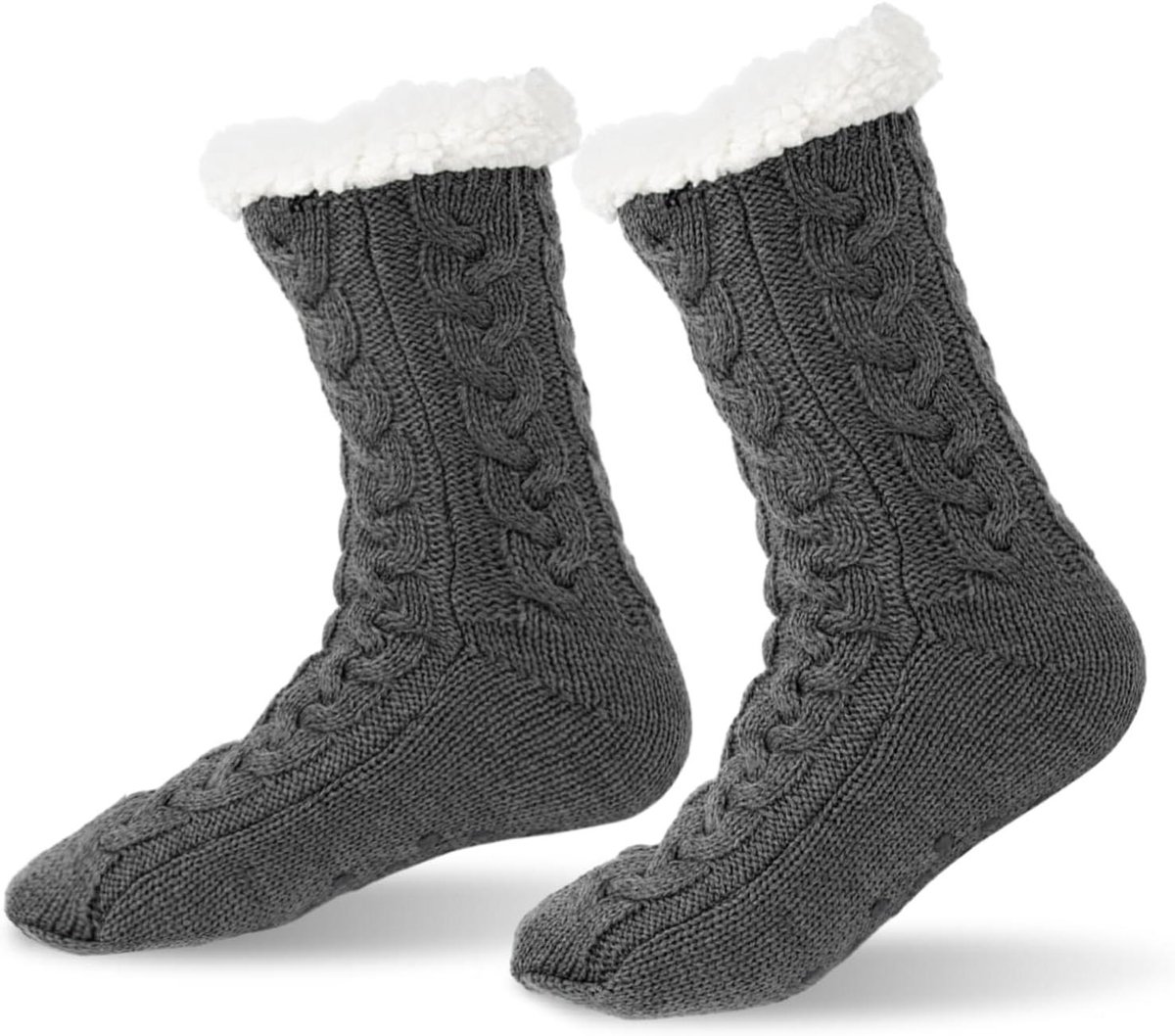 Huissokken Dames - Fuzzy Sokken - Comfort Thuis - Anti-slip Zolen - One Size - Grijs