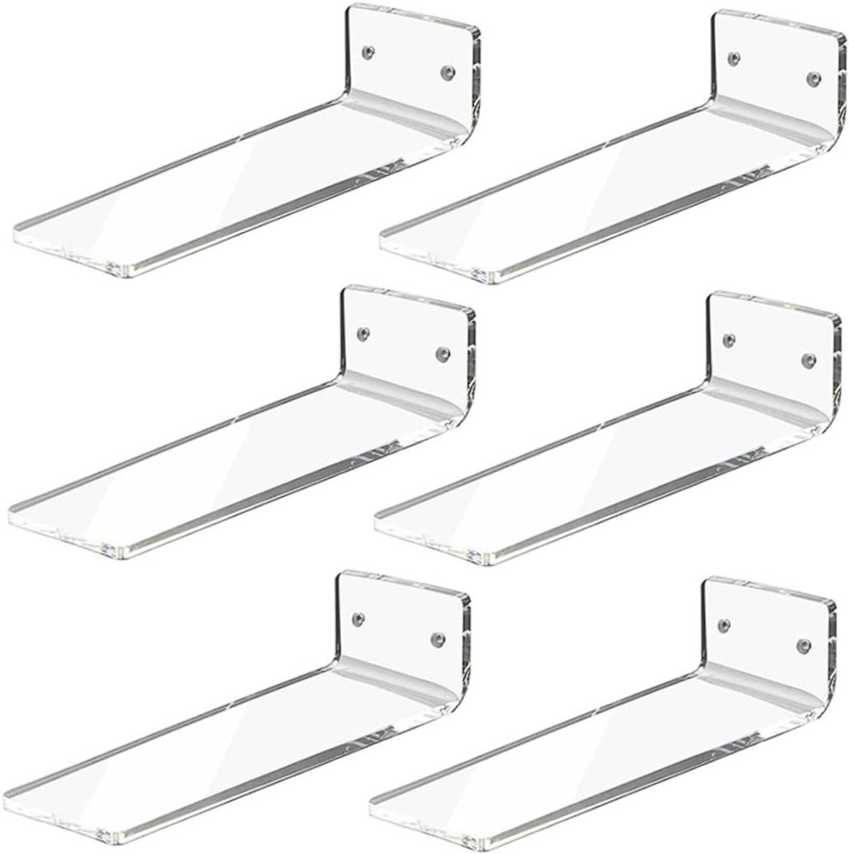 Schoenen Displays - Wandrek Schoenen - Schoenen Tonen - Duidelijk Acryl - 6 Stuks - Transparant