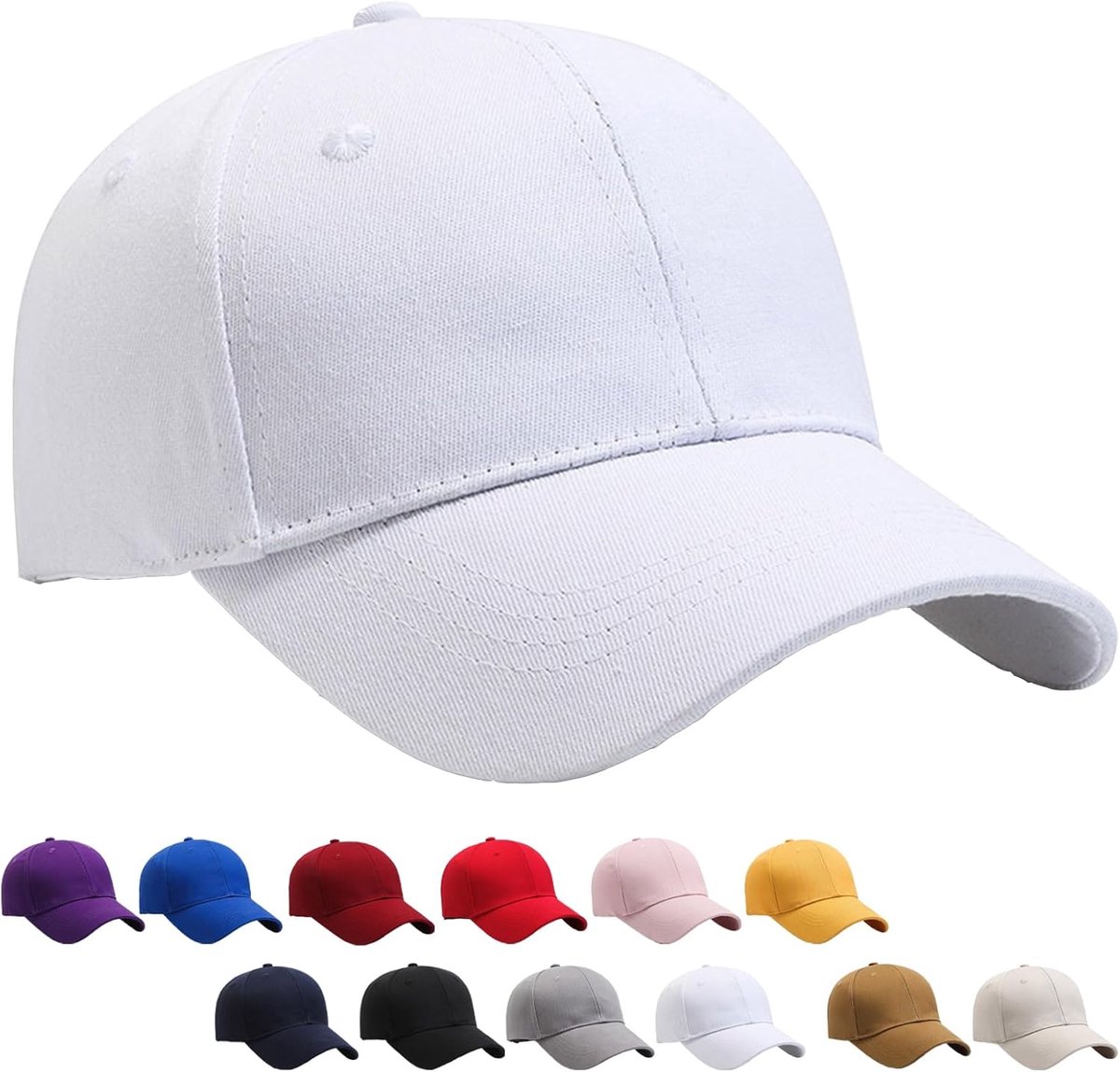 Katoenen Pet - Unisex Cap - Zonnebescherming - Verstelbare Pasvorm - One Size - Effene Kleur