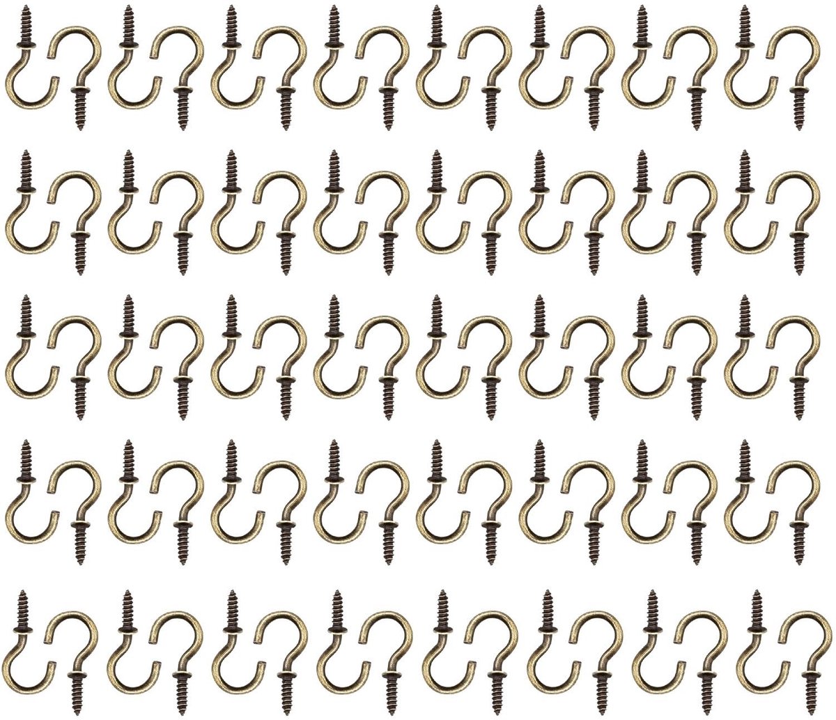 aladdien - Screw Hooks - Mini Haakjes - Duurzaam en roestvrij - Bruin - Voor Planten en Decoratie - 80 Stuks - Geschikt voor Binnen en Buiten