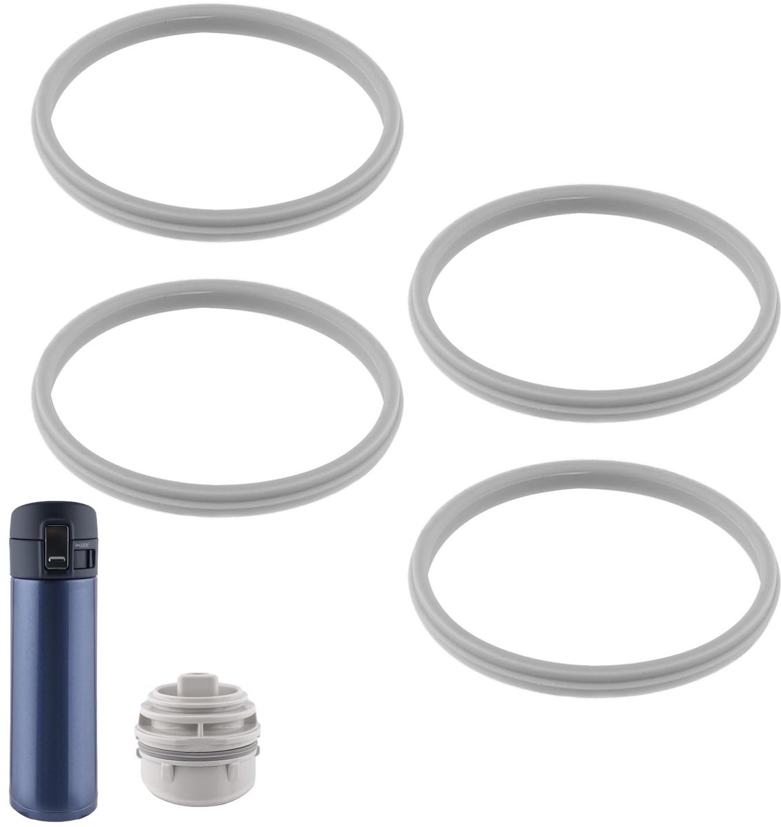 aladdien - Stopper Cover - Vervangende Afdichtringen - Siliconen - Grijs - Lekvrije O-Ringen - Geschikt voor Zojirushi Mok - 4 Stuks