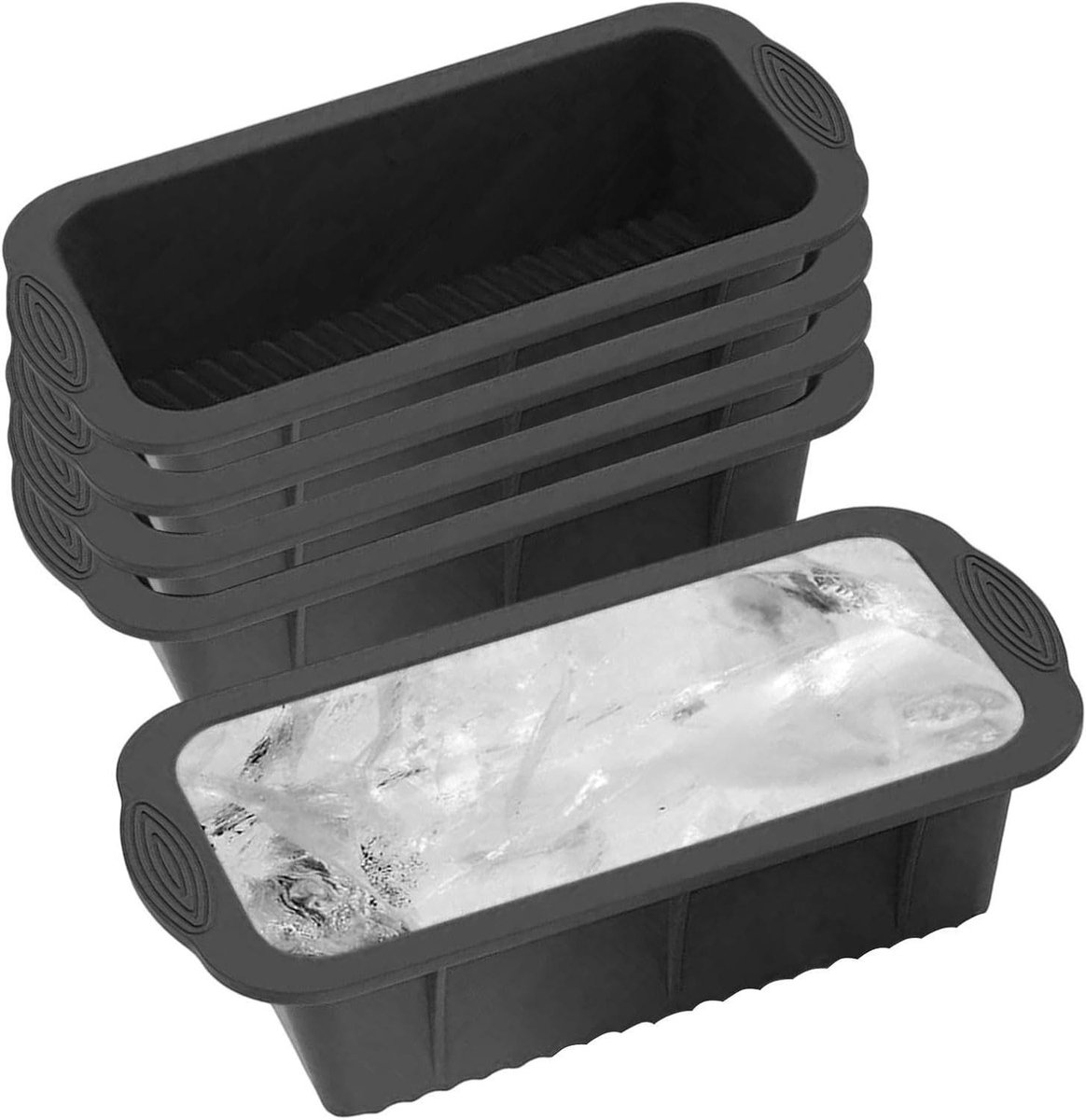 IJsblokvorm Set - Diepvriescontainers - Drankjes Koelen - Naadloos Loskomen - 5 Stuks - Zwart