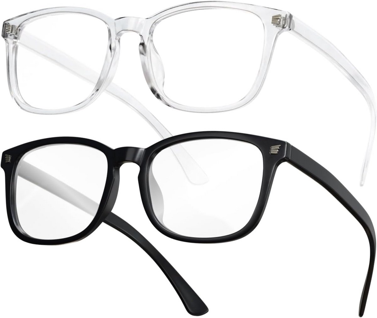 CCVOO 2 Pack Blue Light Blocking Reading Glasses, Anti Headache/Glare/Eye Strain Readers Computer Eyeglasses Women/Men (3 Pack Mix，0.0)